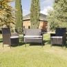 Salon de jardin en rotin canapé 2 fauteuils table plateau en verre Rodi Vente