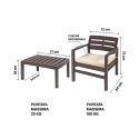 Salotto da giardino esterno divano 2 poltrone tavolino effetto legno Fij 
