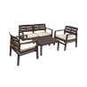 Salotto da giardino esterno divano 2 poltrone tavolino effetto legno Fij Stock