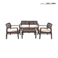 Salon de jardin extérieur canapé 2 fauteuils table basse effet bois Fij Promotion