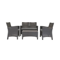 Salon de jardin canapé 2 places fauteuils table basse effet rattan Malaga Réductions