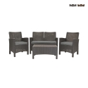 Salon de jardin canapé 2 places fauteuils table basse effet rattan Malaga Promotion
