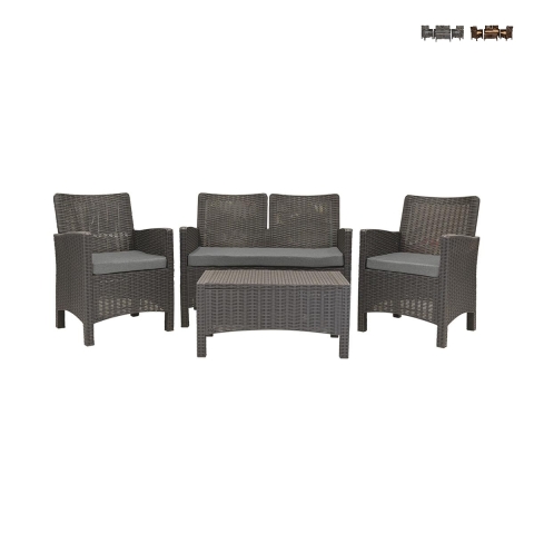 Gartenlounge Set Sofa 2-Sitzer Sessel Tisch Rattanoptik Malaga Aktion
