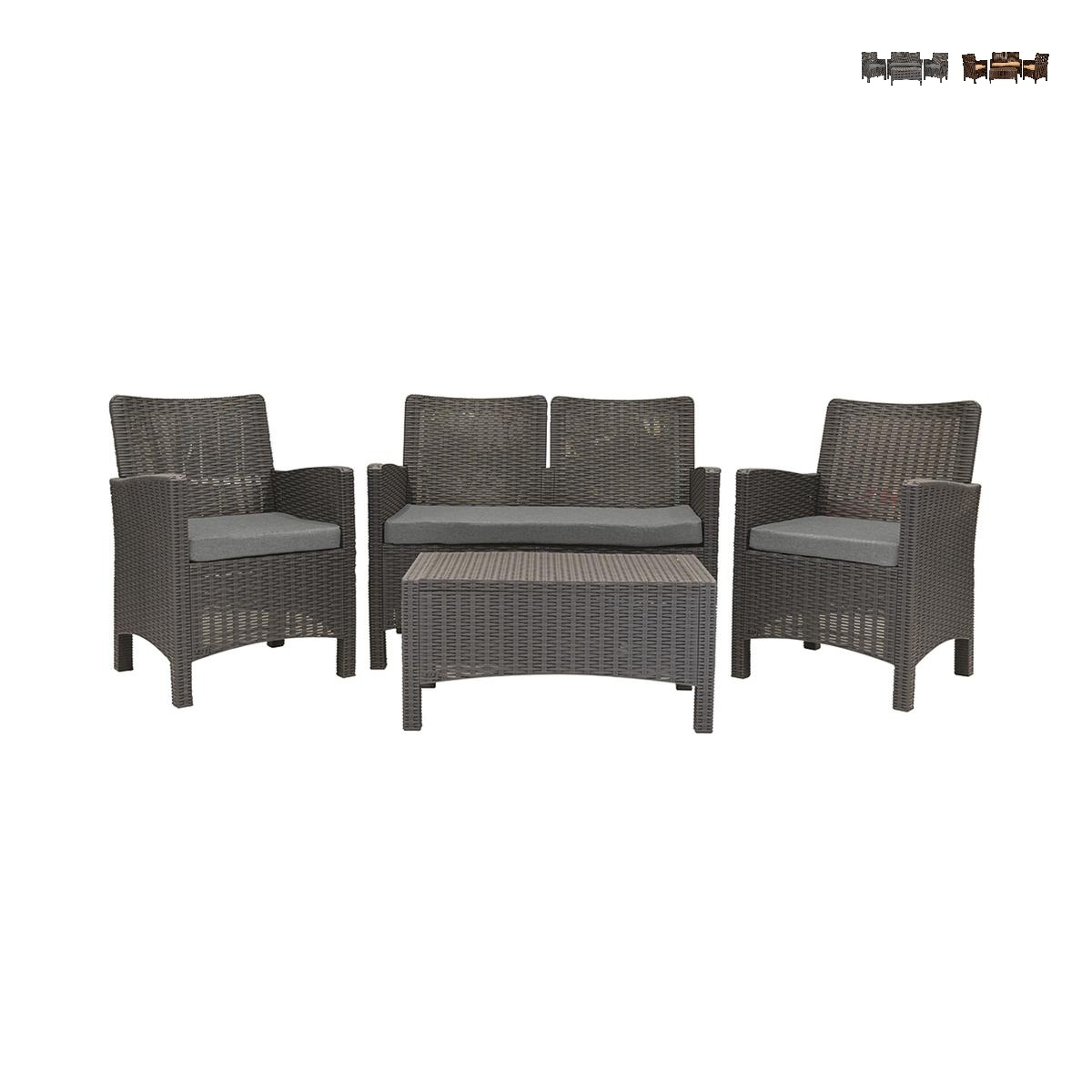 Salotto da giardino divano 2 posti poltrone tavolino effetto rattan Malaga Promozione Salotto da giardino divano 2 posti poltrone tavolino effetto rattan Malaga Promozione