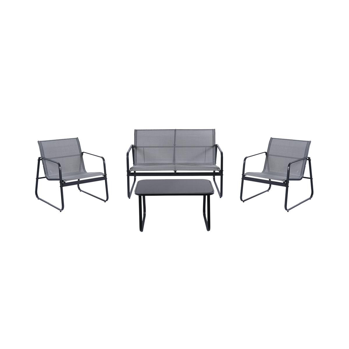 Salon de jardin 4 places avec table basse plateau en verre Saint Tropez Promotion Salon de jardin 4 places avec table basse plateau en verre Saint Tropez Promotion