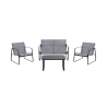 Salon de jardin 4 places avec table basse plateau en verre Saint Tropez Promotion