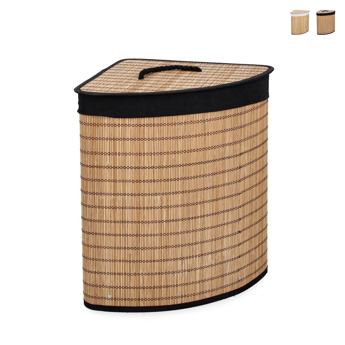 Cesto porta biancheria angolare in bambù con fodera 35x35x50 Sintia Promozione Cesto porta biancheria angolare in bambù con fodera 35x35x50 Sintia Promozione