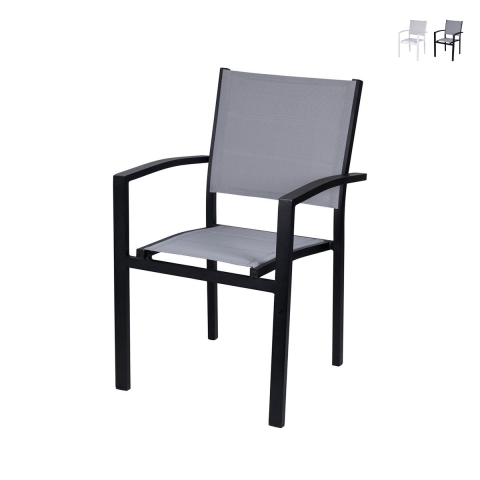Chaise de jardin d'extérieur en aluminium avec accoudoirs Tropea Promotion