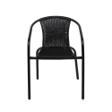 Sedia da esterno giardino con braccioli intrecciata nero Bravik Offerta