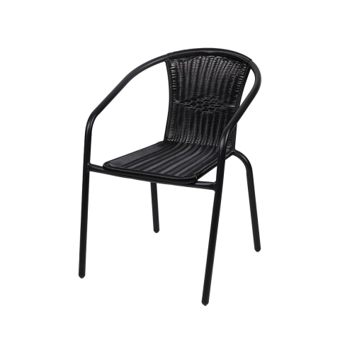 Chaise de jardin extérieure avec accoudoirs tressée noire Bravik Promotion
