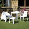 Sedia giardino in polipropilene effetto rattan con braccioli Paros Vendita