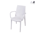 Sedia giardino in polipropilene effetto rattan con braccioli Paros Promozione