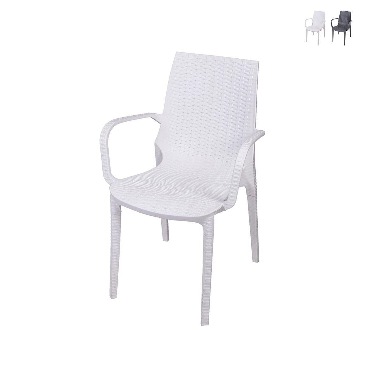 Sedia giardino in polipropilene effetto rattan con braccioli Paros Promozione Sedia giardino in polipropilene effetto rattan con braccioli Paros Promozione