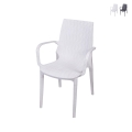 Sedia giardino in polipropilene effetto rattan con braccioli Paros Promozione