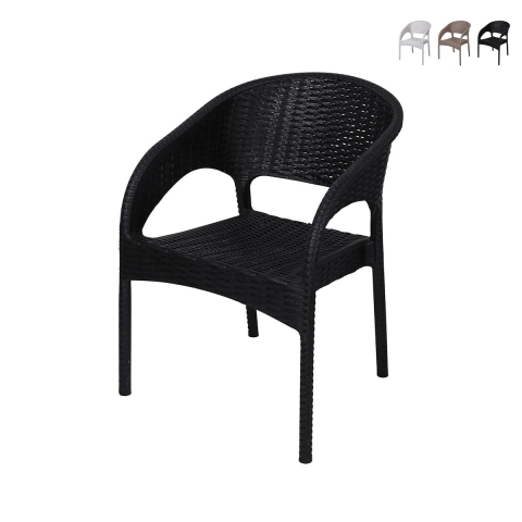 Sedia da esterno con braccioli in polipropilene effetto rattan Zanzibar Promozione