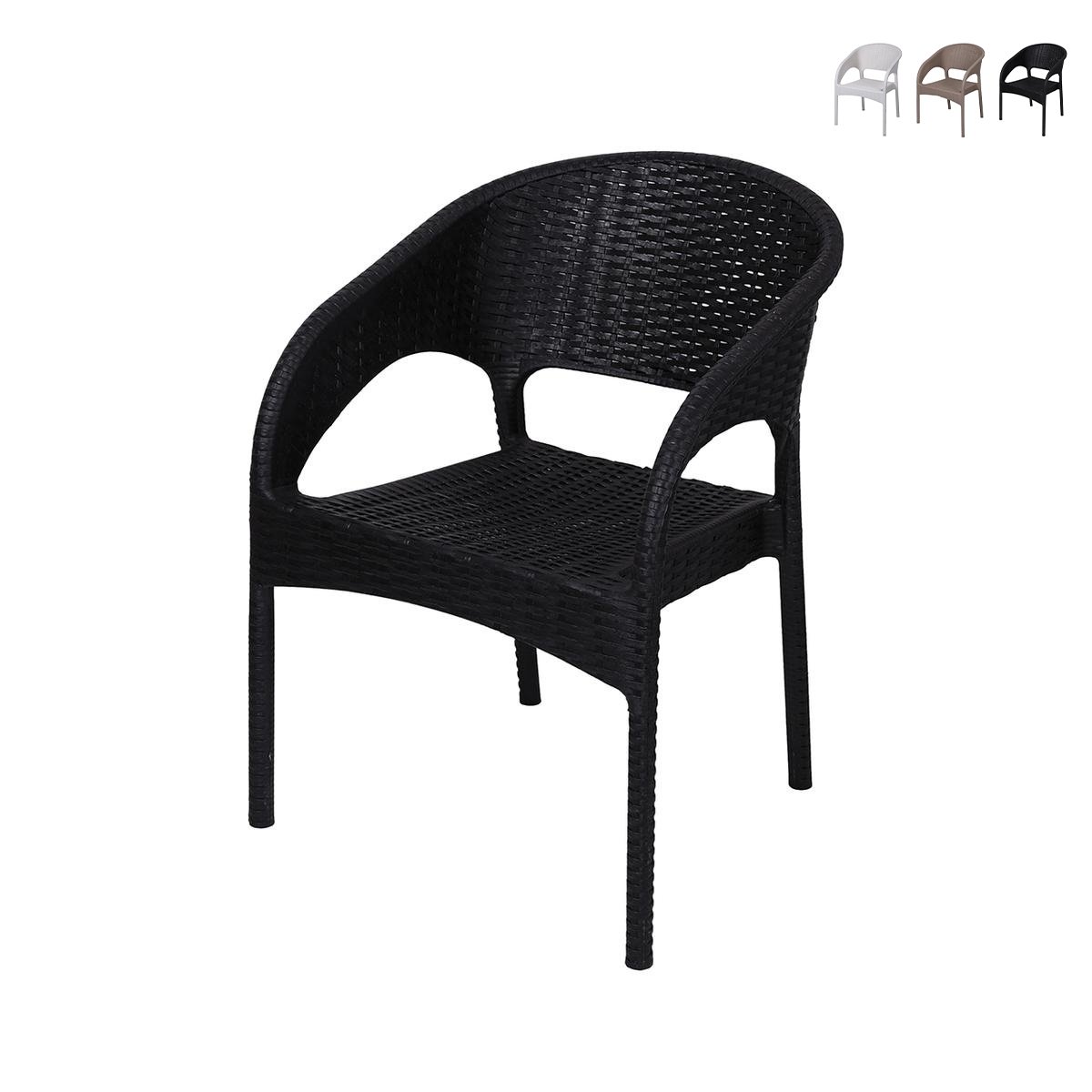 Sedia da esterno con braccioli in polipropilene effetto rattan Zanzibar Promozione Sedia da esterno con braccioli in polipropilene effetto rattan Zanzibar Promozione