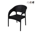 Sedia da esterno con braccioli in polipropilene effetto rattan Zanzibar Promozione