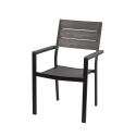 Chaise d'extérieur en aluminium avec accoudoirs et lattes effet bois Amalfi Promotion