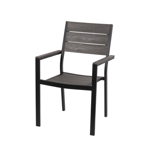 Chaise d'extérieur en aluminium avec accoudoirs et lattes effet bois Amalfi Promotion