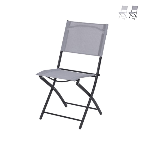 Klappstuhl für den Außenbereich, Gestell aus Eisen, Polyester und PVC, Modell Maratea Aktion