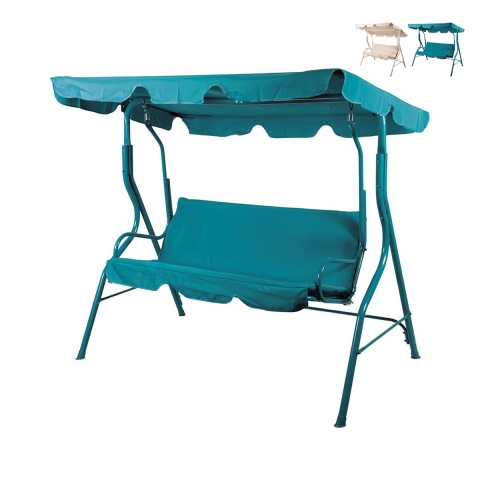 Balancelle de jardin 3 places en acier avec toit pare-soleil Sulara Promotion