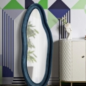 Miroir mural sculpté en velours bleu 160x40x4cm Chanel Vente