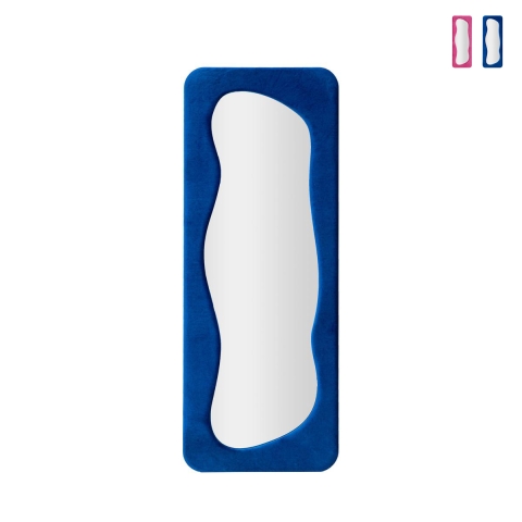Specchio da parete con cornice in velluto 160x60x4 cm Theodor Promozione