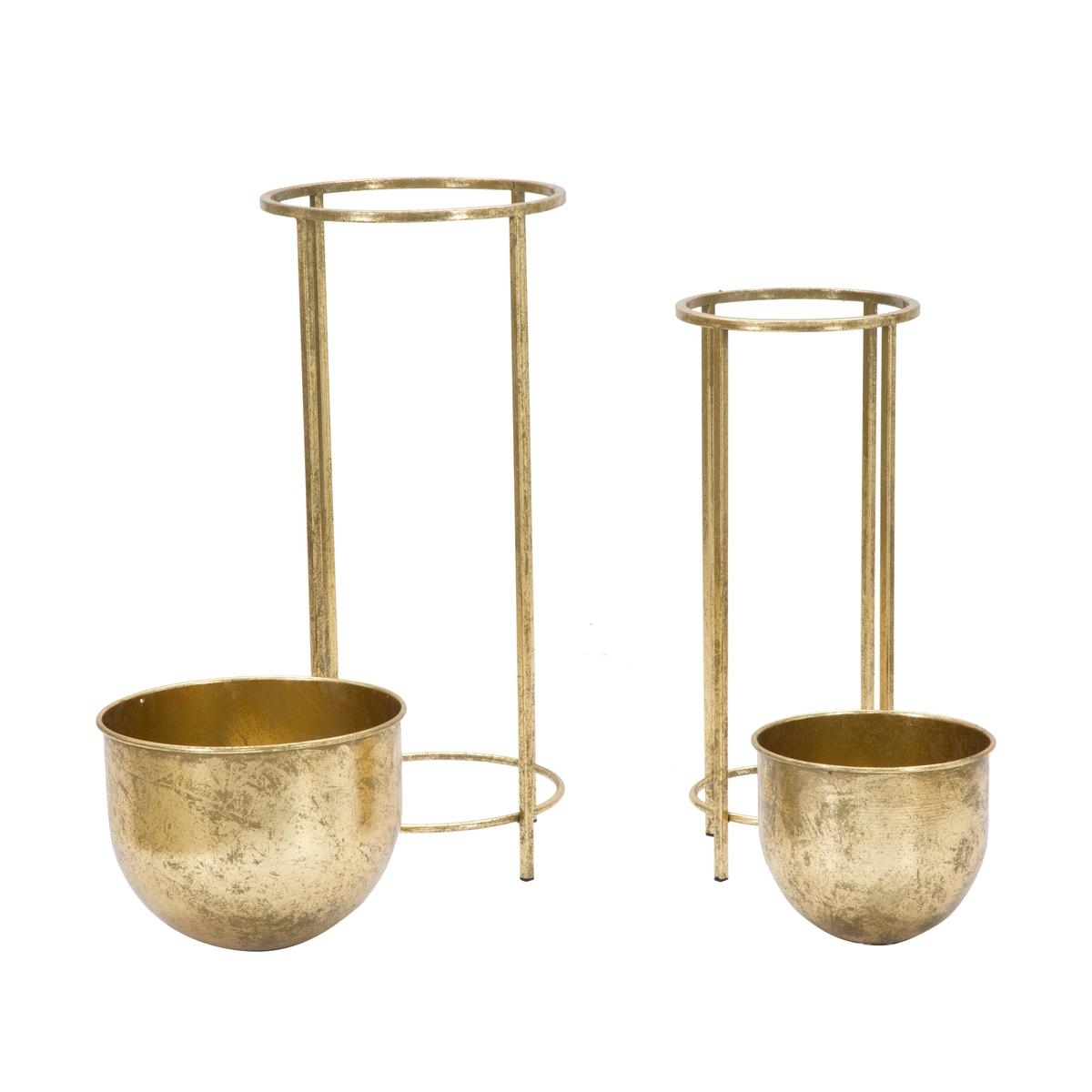 Set mit 2 goldfarbenen Metall-Pflanzgefäßen Lumai Aktion Set mit 2 goldfarbenen Metall-Pflanzgefäßen Lumai Aktion