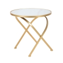 Tavolino rotondo in metallo dorato con piano in marmo 50x50,5 Mat Offerta