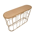 Console in metallo stile boho chic con piano in rattan Samui Saldi