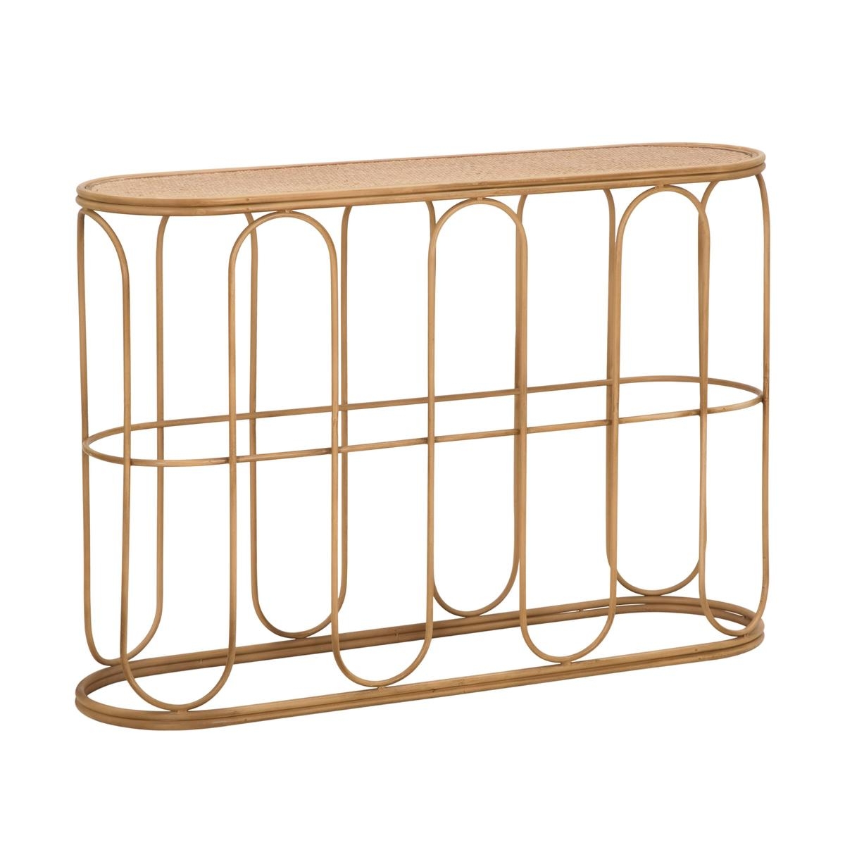 Console in metallo stile boho chic con piano in rattan Samui Promozione Console in metallo stile boho chic con piano in rattan Samui Promozione