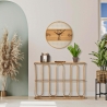 Console in metallo stile boho chic con piano in rattan Samui Vendita