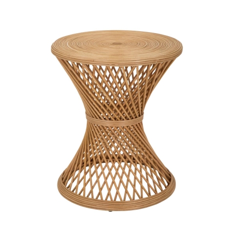 Runder Couchtisch aus Rattan 56x48x48cm im Boho-Chic-Stil Teyra Aktion