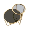 Goldener Metall-Couchtisch mit 2 Rauchglasböden Mohana Angebot