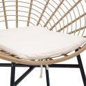 Sedia in metallo e rattan con cuscino bianco boho chic Panama Stock
