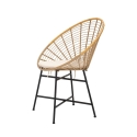 Chaise en métal et rotin avec coussin blanc bohème chic Panama Remises