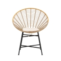 Sedia in metallo e rattan con cuscino bianco boho chic Panama Offerta