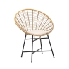 Chaise en métal et rotin avec coussin blanc bohème chic Panama Promotion
