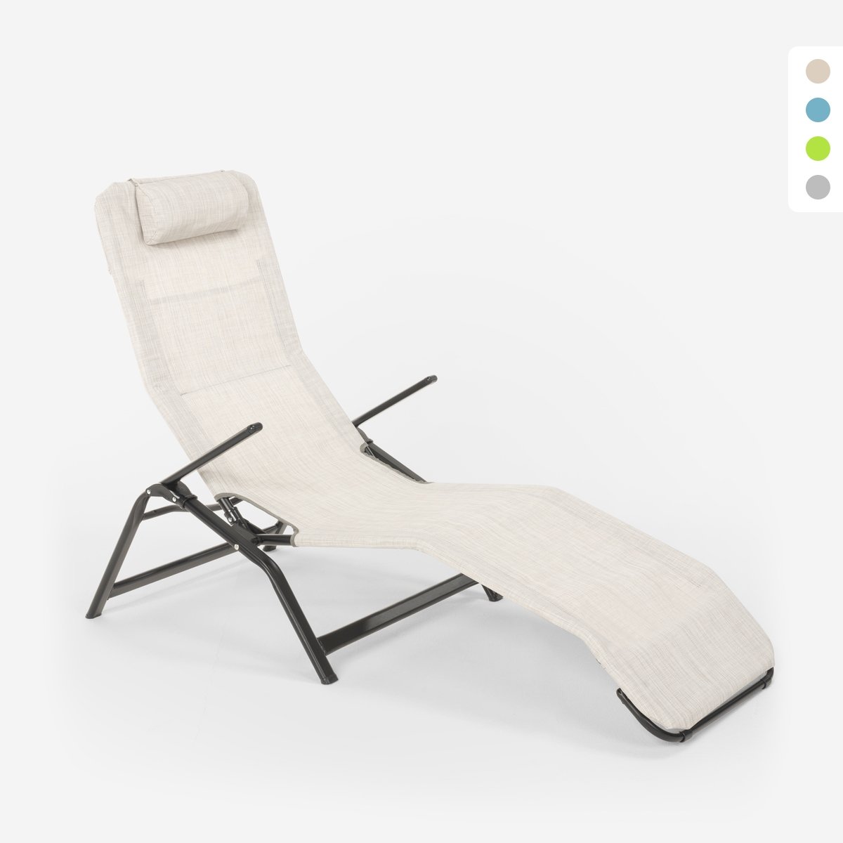 Chaise longue de plage et de jardin pliante en acier Pasha Luxury Chaise longue de plage et de jardin pliante en acier Pasha Luxury