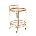 Carrello portavivande rotondo in rattan con ripiani in vetro Panama Promozione