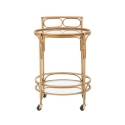Carrello portavivande rotondo in rattan con ripiani in vetro Panama Offerta
