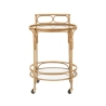 Carrello portavivande rotondo in rattan con ripiani in vetro Panama Offerta