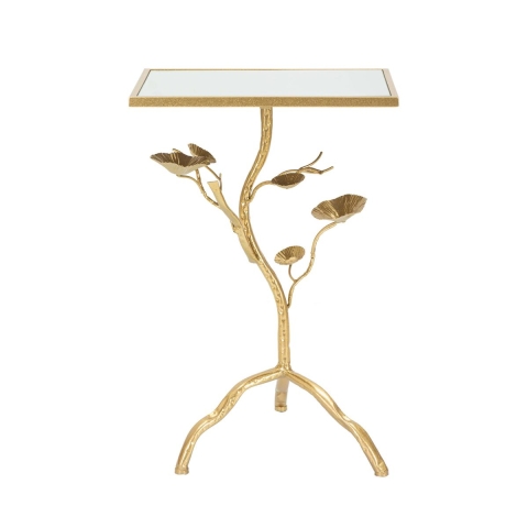 Quadratischer Metalltisch in Gold mit Spiegelplatte Tisty Aktion