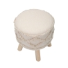 Tabouret rond rembourré en tissu avec pieds en bois Damasco Remises