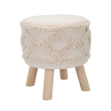 Tabouret rond rembourré en tissu avec pieds en bois Damasco Promotion