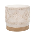 Pouf rond en tissu rembourré avec base en bois 40x40 Damasco Promotion