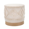 Pouf rond en tissu rembourré avec base en bois 40x40 Damasco Promotion