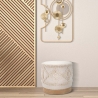 Pouf rond en tissu rembourré avec base en bois 40x40 Damasco Vente