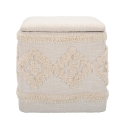 Pouf contenitore quadrato in tessuto imbottito 40x40cm Damasco Saldi