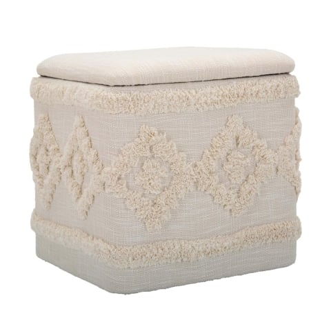 Pouf carré avec rangement en tissu rembourré 40x40cm Damasco Promotion